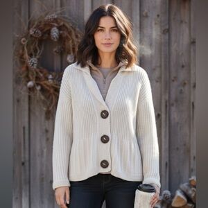 Pure Handknit Cream Cardigan Size L/XL